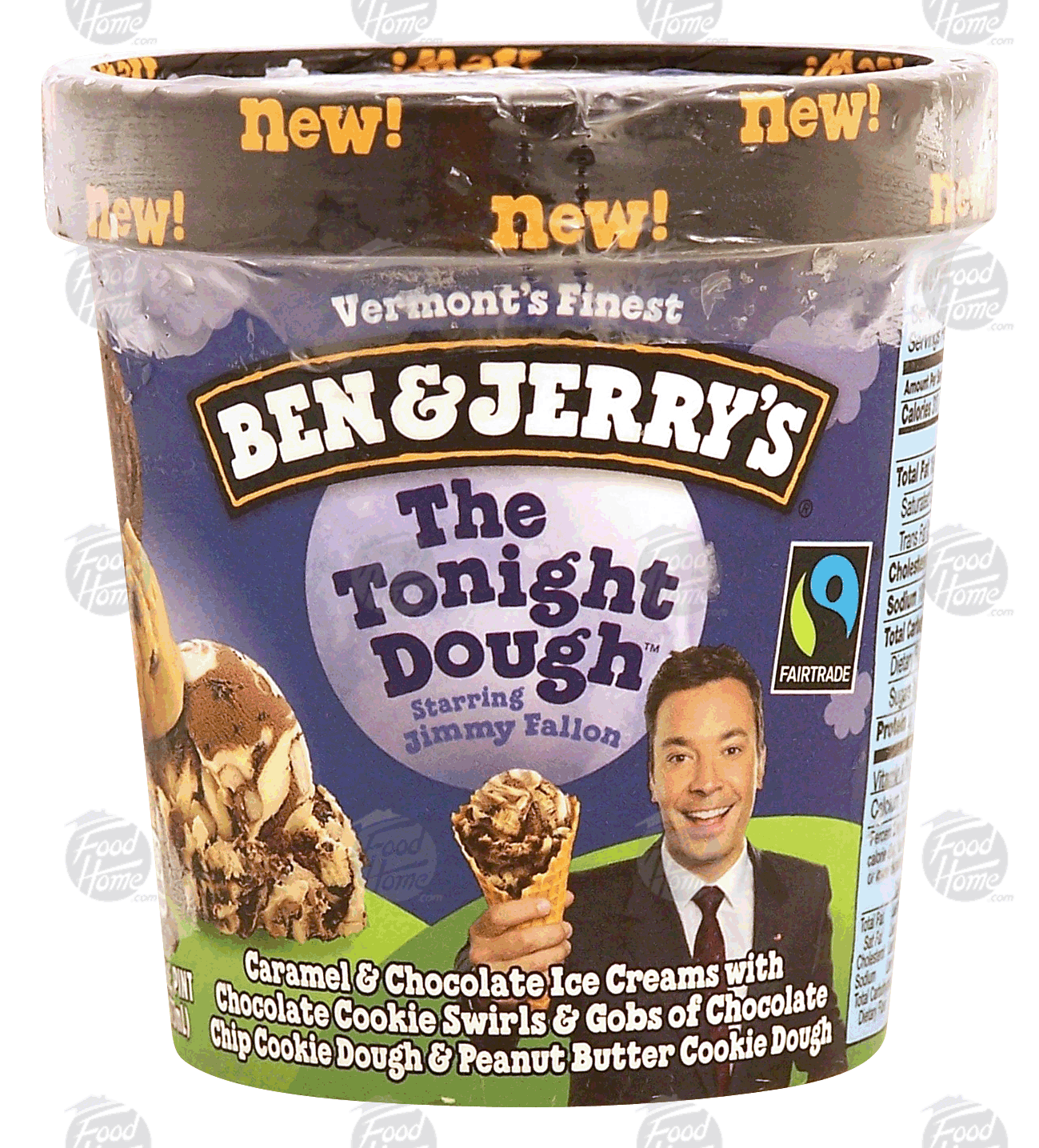 Ben & Jerry's The Tonight Dough caramel & chocolate ice cream with cookie swirls, chocolate & peanut butter cookie dough Full-Size Picture